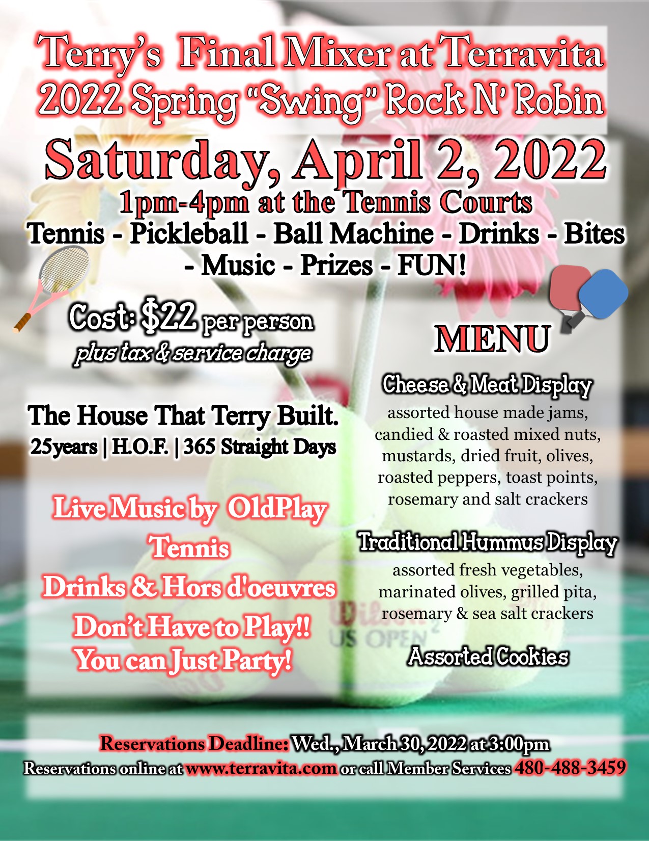 Terravita Golf & Country Club Calendar Event TCC Racquets Spring